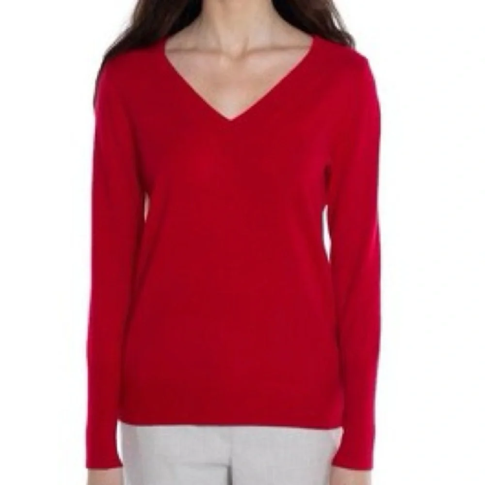 Target A New Day V Neck Red Sweater with Slits at the hips - Picture 2 of 7